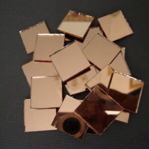 Mosaic 100 pieces Square shaped Rose Gold mirror glass, 2 x 2 cm.