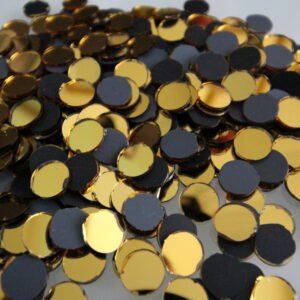 100 # Glass Gold Mirror approx 12 mm round for embroidery.