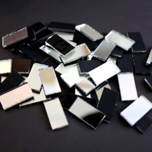 Mosaic 100 pieces Silver mirror glass strips, 2 x 1 cm.