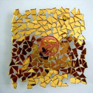 Gold mirror glass, tiny off cuts. 500 pieces 1.5 mm thick.