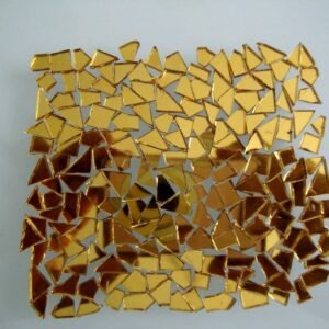 Mosaic Gold mirror glass tiny off cuts 1000 pieces 1.5 mm thick.