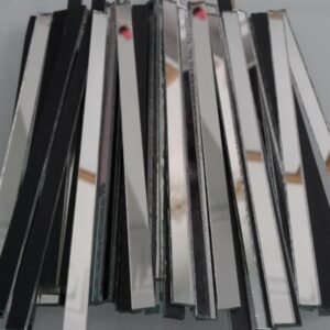 Mosaic 100 pieces Silver mirror glass strips, 4 x 1 cm.